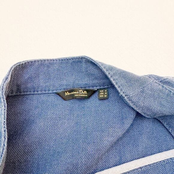 Massimo Duty Blue Blazer Belted Front Pockets Cotton Jacket Size M NWOT - Picture 5 of 7